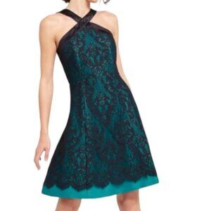 Draper James Betty Party Lace Halter MiniKnee Length Dress Teal Black Size 10